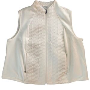 Xersion Cream Athletic Textured Vest Sz. 3X Full Zip Pockets Casual Outdoors